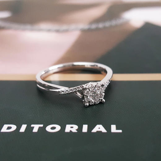 【天然正品】DR AU750白金经典简约镂空四爪款0.08克拉钻石戒指12.5号（皆取最大值）021225NJS08 商品图2