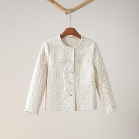 【寒枝春信】雪尼尔高定手工盘绳绣山茶花夹棉外套/WTTJ0864