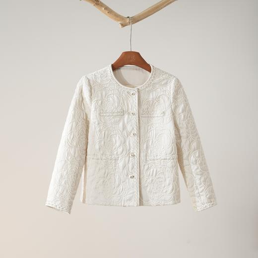 【寒枝春信】雪尼尔高定手工盘绳绣山茶花夹棉外套/WTTJ0864 商品图0