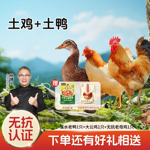 【杨博士自营 溪水老鸭1只+大公鸡1只+无抗老母鸡1只】 下单还有好礼相送 商品图0