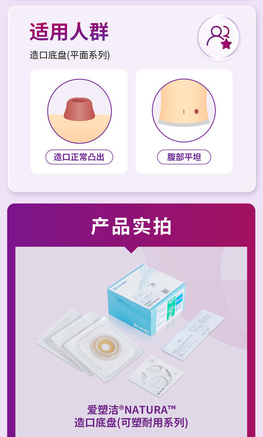 康维德舒洁两件式可塑平面造口袋底盘 免裁剪411800/411802/411804/411806 商品图6