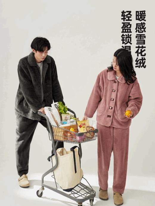 【高性价比·情侣款高奢雪花绒睡衣套装家居服】双面舒棉绒北极绒黑科技 贴身不起静电加绒加厚睡衣家居服女 商品图1