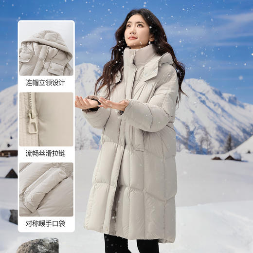 【年货节】熙世界云朵灰色面包羽绒服女中长款2025冬季新款三防立领厚款外套 商品图1