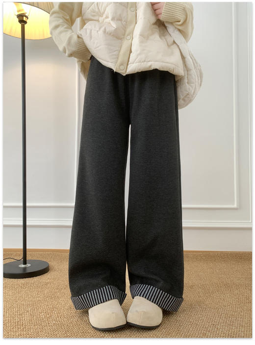 【YW】无忧购“礼物季”秋冬加绒款人字纹脚口拼接阔腿裤H-2060（截单后3-5天发货） 商品图6