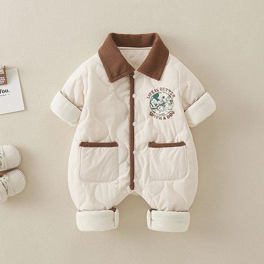 婴儿秋冬连体衣加厚保暖棉衣连体服宝宝衣服外出服夹棉爬爬服棉服 商品图0