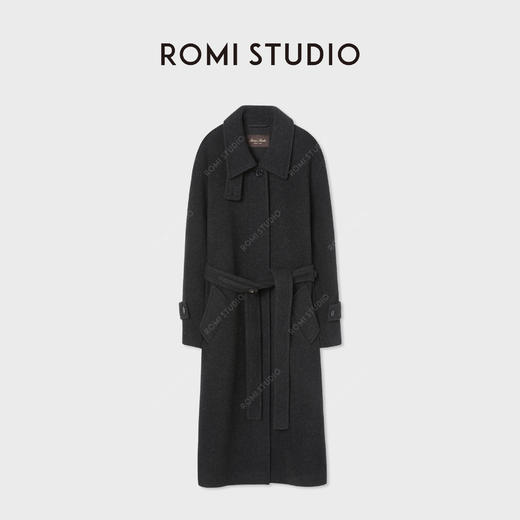 ROMI STUDIO“棕标甄选”山羊绒绵羊毛收腰厚款毛呢大衣RW24WWT1014 商品图4