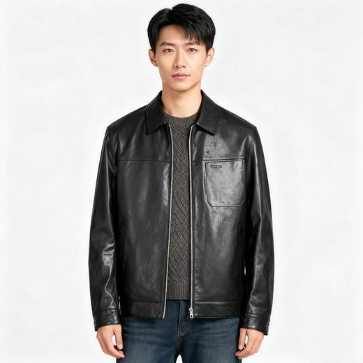 【门店同款】圣得西2025年冬季男士挺括有型绵羊皮真皮皮衣
 商品图1