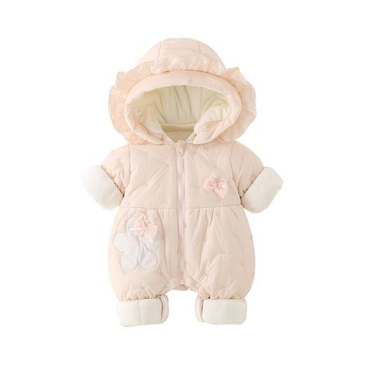 婴幼儿冬季款加厚女宝宝外穿连帽连体衣甜美可爱爬服加绒保暖棉服 商品图4