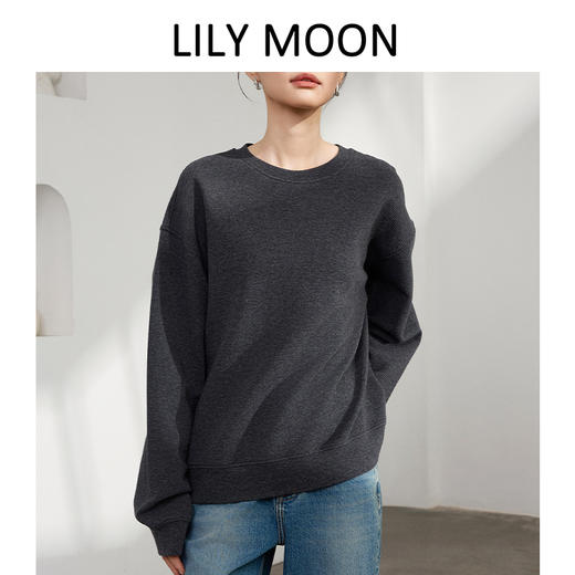LILY MOON港风肌理感圆领宽松卫衣 商品图6