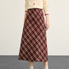 【12/17新品】熙世界圣诞红格纹毛呢半身裙女2025秋冬新款休闲高腰显瘦a字长裙 商品缩略图4