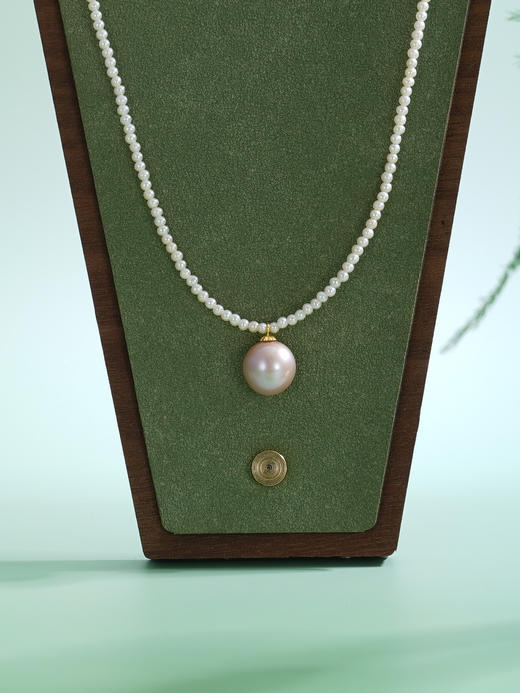 子佩集【银河回响】银S925珍珠项链【SGN1747001】2mm小珠11.5mm大珠(平底半珠)2512 商品图2