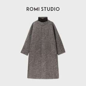 ROMI STUDIO"quiet luxury“腔调穿搭混纺人字纹大衣外套 23AWW739
