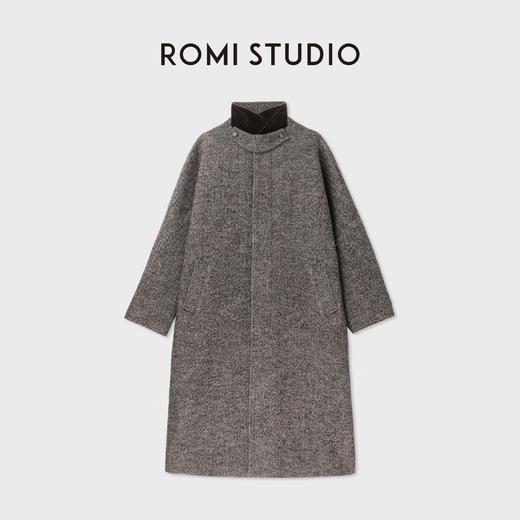 ROMI STUDIO"quiet luxury“腔调穿搭混纺人字纹大衣外套 23AWW739 商品图0