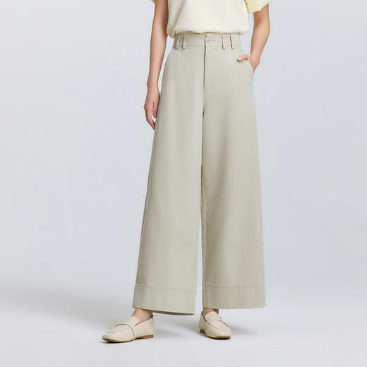 森马休闲裤女春纯色磨毛宽松裤子半松紧腰通勤百搭气质时尚阔腿裤 商品图2