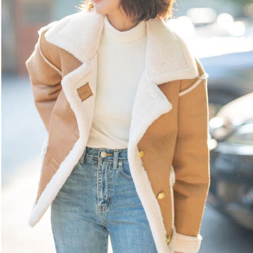 下单3-5天发货！MAX.GLOREA美拉德皮毛一体大衣 仿貂毛皮毛一体 夹克大翻领版型  毛质密实手感顺滑 不挑身材 显瘦洋气 商品图2