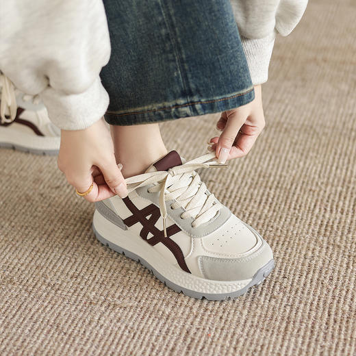 阿么手工女鞋厚底阿甘鞋小个子内增高轻便软底透气休闲运动鞋4CM 商品图2
