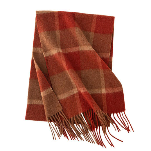 100%羊毛围巾！女士高级感百搭加厚秋冬季新年格子保暖围脖羊绒手感！ 商品图4