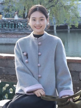 【百图lulu定制】【新中式羊绒双面呢】羊绒羊毛混纺 樱桃 盘扣 双面呢外套