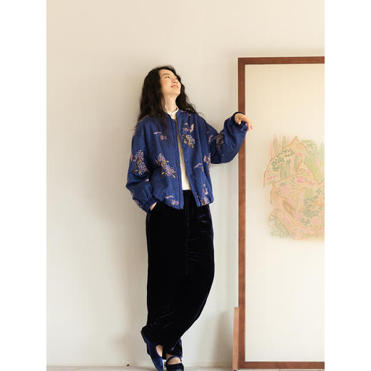 牧衣游原创 重磅丝棉匹绣夹棉棉衣新款保暖蓝色复古禅意棉服 青时 商品图3