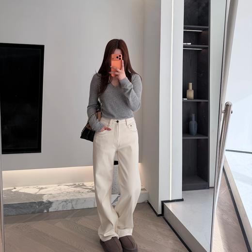 匹马棉科技发热直筒水洗牛仔裤 2927 东洋纺绸丽腈纶+莱卡纤维 骨感挺括，不易变形不易鼓包；内里细腻抓绒处理，亲肤柔软；高腰直筒裤型 商品图8