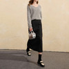 三彩2026春季新款半身裙松紧高腰直筒裙开叉长裙简约气质M 商品缩略图3