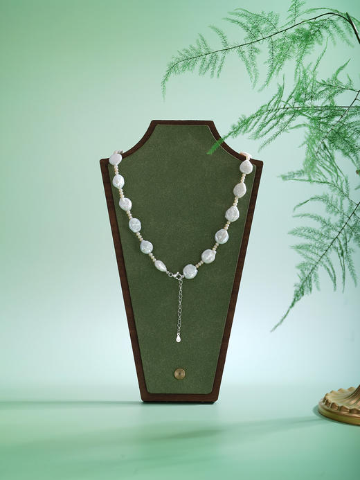 子佩集【绮梦浮光】银S925珍珠项链【SPN1080001】9*11mm扁珠巴洛克2512 商品图2