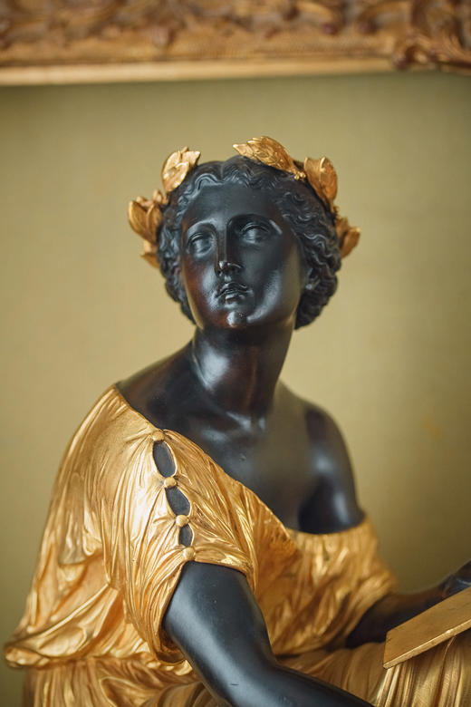 独角鹿西洋古董19世纪末欧洲出品古典人物主题铜鎏金装饰青铜雕塑《雅典娜》 商品图2