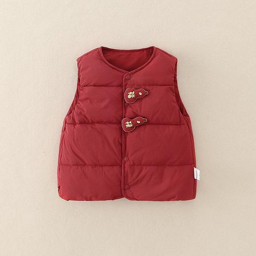 婴儿红色新年轻薄羽绒马甲白鸭绒2025冬季a类新款保暖儿童衣服 商品图0