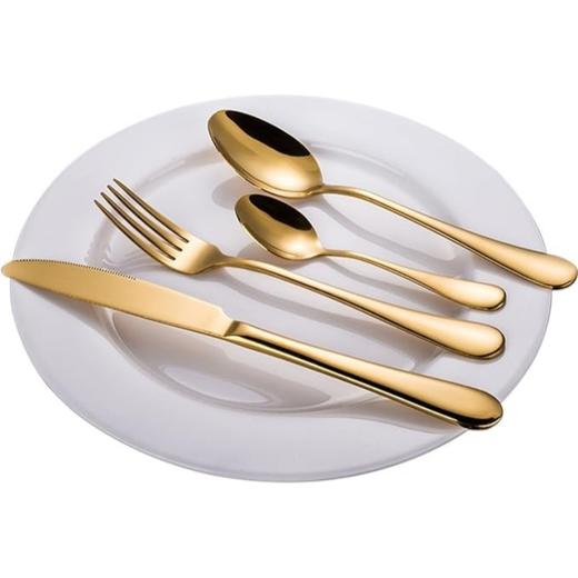 欧洲 高品质 24件装不锈钢餐具 金色礼盒套装 含餐刀/分叉/餐勺/茶匙 可供6人使用 商品图1