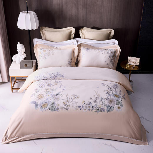 多喜爱 60S全棉缎纹四件套-梦中花园/夜薇花坞【60S长绒棉】【芬纳诺抗菌】精美礼盒 宽边&花边工艺 商品图3