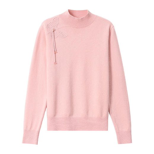 「自」全新升级【铂金会员284/天猫379/差价95】(13032)洛诗琳蝴蝶结纯色半高领帽衫2025秋冬新款套头宽松针织毛衣 商品图4