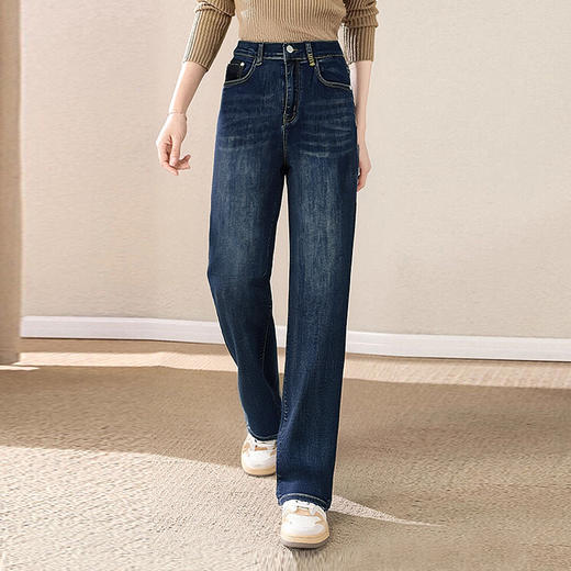 窄版直筒牛仔裤女大码胖mm2026春装新款中年妈妈高腰显瘦裤子外穿 商品图3