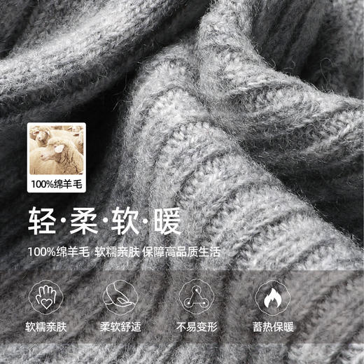 【100%绵羊毛-开衫】逸阳秋冬新款圆领叠穿暖糯宽松外穿百搭厚外套5359 商品图2