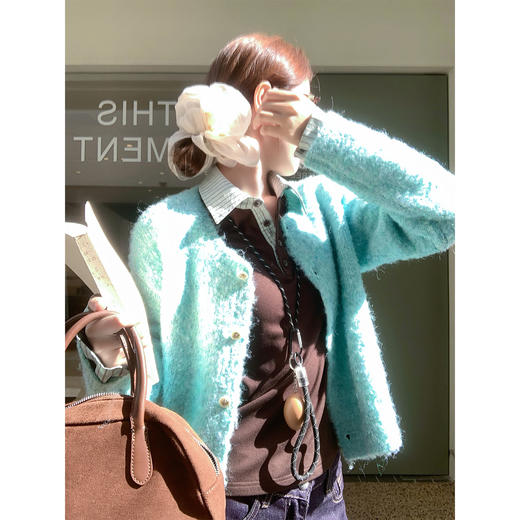 <曾小咸推荐>现货秒杀 ！微信超特价！韩系撞色条纹翻领长袖 日常149.99 立减70 秒杀79.99！！蓝绿色;毛衣 秒杀109.99！！ 商品图4