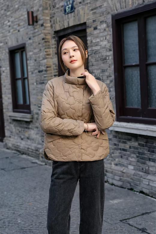 伯妮斯茵 | 温柔知性 短款立领轻薄羽绒服 多口袋设计 显瘦不臃肿 气质通勤款 SZ6R28 薄款鸭绒羽绒服 商品图6