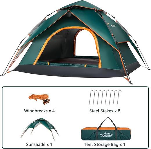 美国 AKOZLIN 露营帐篷 3-4 人 2合1双层即时弹出式防风防雨帐篷X0020ZZNK3 徒步露营背包旅行 商品图5