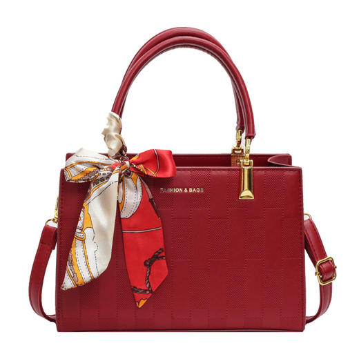 【新款红色手提包】大容量时尚大气单肩包 斜挎丝巾结婚伴娘新娘手提包 商品图4