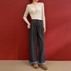 西遇休闲裤直筒垂感女秋季新款卷边条纹拼接宽松阔腿长裤V0055467/SS051511 商品缩略图1
