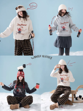 浮生八记/25D244/25D264/“勇敢小象滑雪记”加绒真皮抽绳连帽卫衣内搭T恤