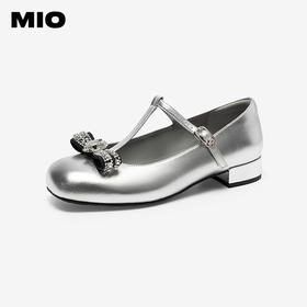 MIO米奥2026春季新款圆头粗跟T字带玛丽珍鞋蝴蝶结甜美风浅口单鞋M261413633