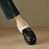 【预售5天】保暖加绒羊羔毛毛深口单鞋英伦风复古圆头一脚蹬乐福鞋O-FSM7098 商品缩略图2