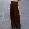 Famecoco高腰阔腿裤宽松简约直筒纯色休闲裤拖地裤FAD8GA119 商品缩略图3