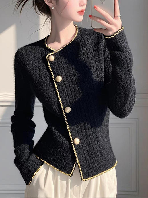 【气质针织开衫】韩版圆领简约开衫 毛衣外套 女2025秋冬装新款 气质减龄女士上衣 商品图6