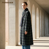 Famecoco范可儿围巾领格纹羊毛大衣长款宽松双面尼外套FAD8AQ122 商品缩略图2