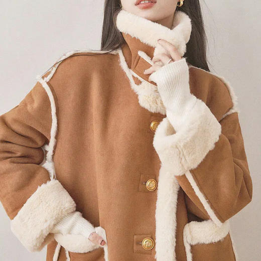 下单3-5天发货！MAX.GLOREA美拉德皮毛一体大衣 仿貂毛皮毛一体 夹克大翻领版型  毛质密实手感顺滑 不挑身材 显瘦洋气 商品图3