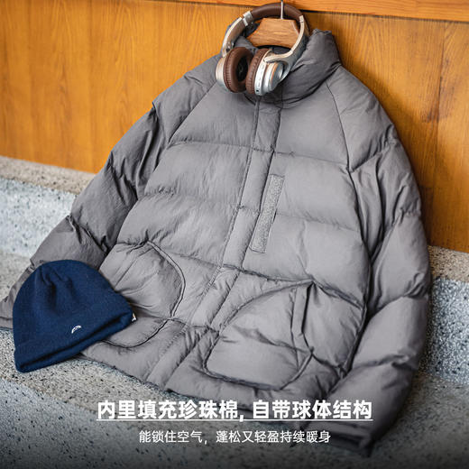 马登工装美式灰色尼龙棉服插肩袖外套立领加厚保暖短款夹克男秋冬 商品图1
