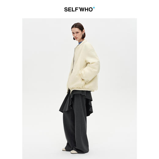 SELFWHO90白鸭绒拼接轻薄网纱羽绒服女2025冬季新款保暖宽松外套 商品图1