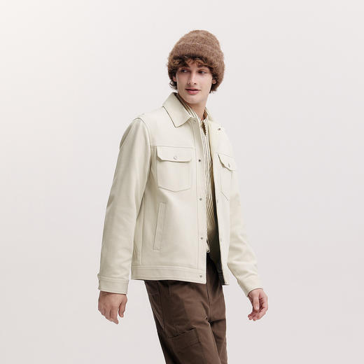 森马夹克男春季纯色工装外套简约百搭经典针织翻领上衣休闲通勤 商品图2