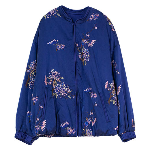 牧衣游原创 重磅丝棉匹绣夹棉棉衣新款保暖蓝色复古禅意棉服 青时 商品图4