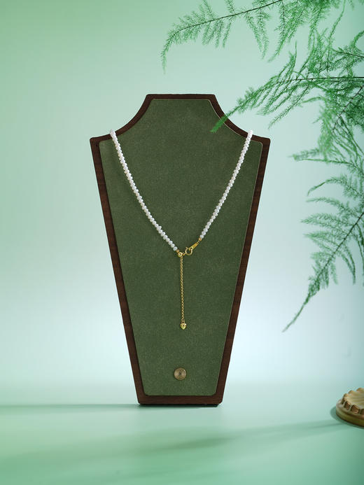 子佩集【流光旋舞】银S925珍珠项链【SGN1140003】2*3mm珠镀金菱形椭圆2512 商品图2